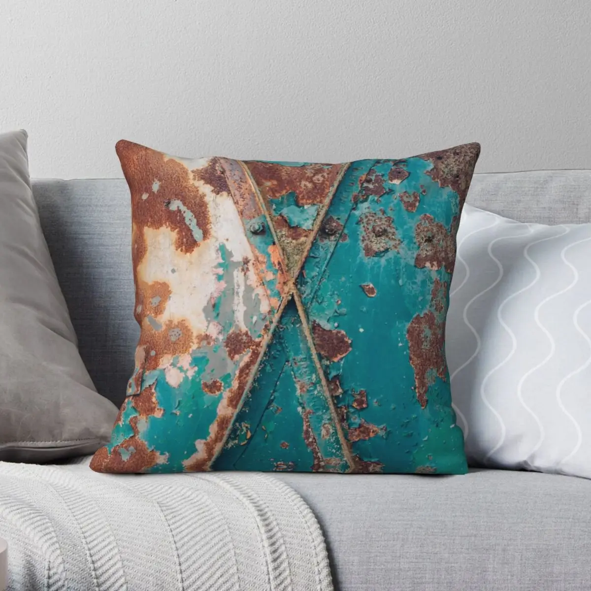 

Teal And Rust Pillowcase Polyester Linen Velvet Printed Zip Decor Pillow Case Room Cushion Cover Wholesale 18"