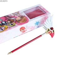 anime card captor sakura the clow action figure printed metal clear card star stick magic wand collection cosplay doll toy gift