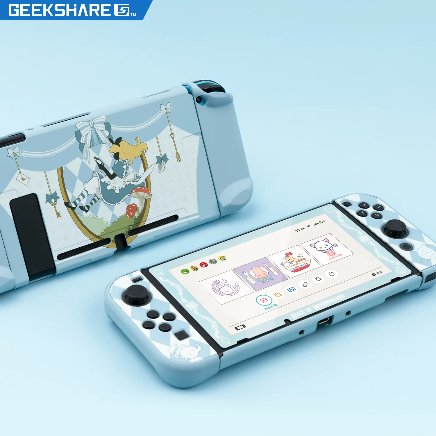 Чехол GeekShare Nintendo Switch Kawaii Алиса в стране чудес мультяшная девушка Жесткий задняя