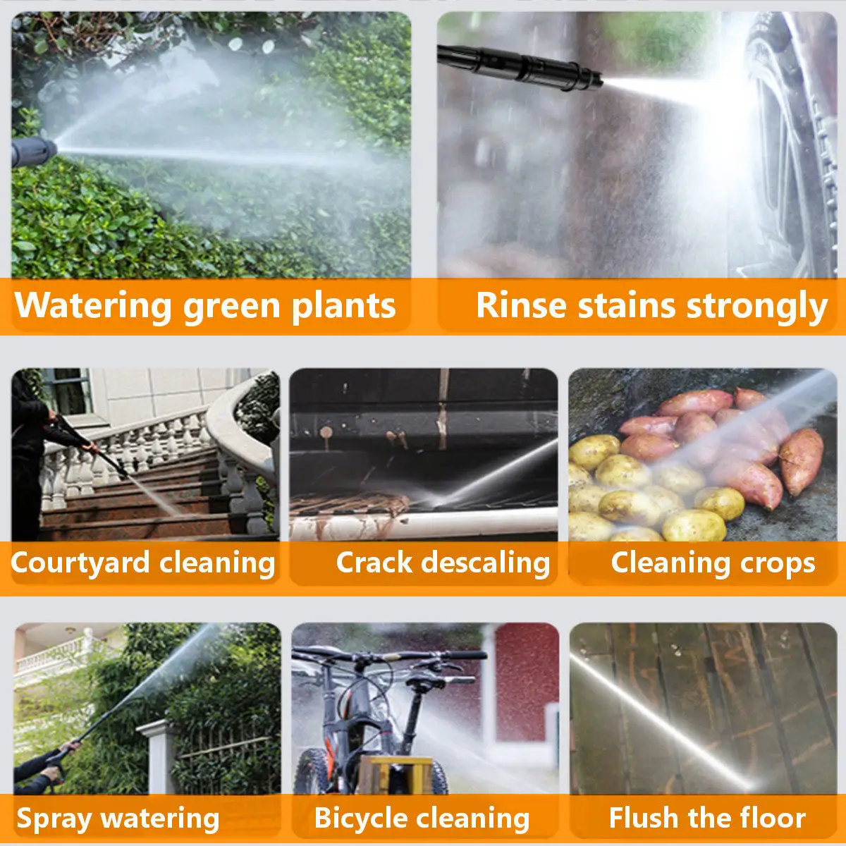 Pаспродажа Беспроводной пистолет для мойки автомобиля с европейской вилкой, портативный водяной пистолет для автомобиля, перезаряжаемый литиевый акк...