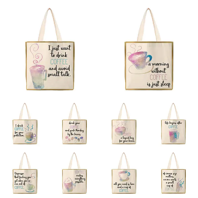 

Я просто хочу пить кофейную льняную ткань, женская модная сумка Gustav Klimt, вместительные сумки для покупок