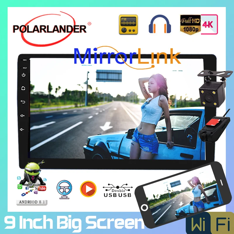 Автомагнитола 2 Din 9 дюймов Android 8 1 универсальная GPS навигация Bluetooth