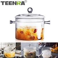 teenra household transparent glass soup pot kitchen heat resistant porridge pot home glass bowl kitchen cooking tools
