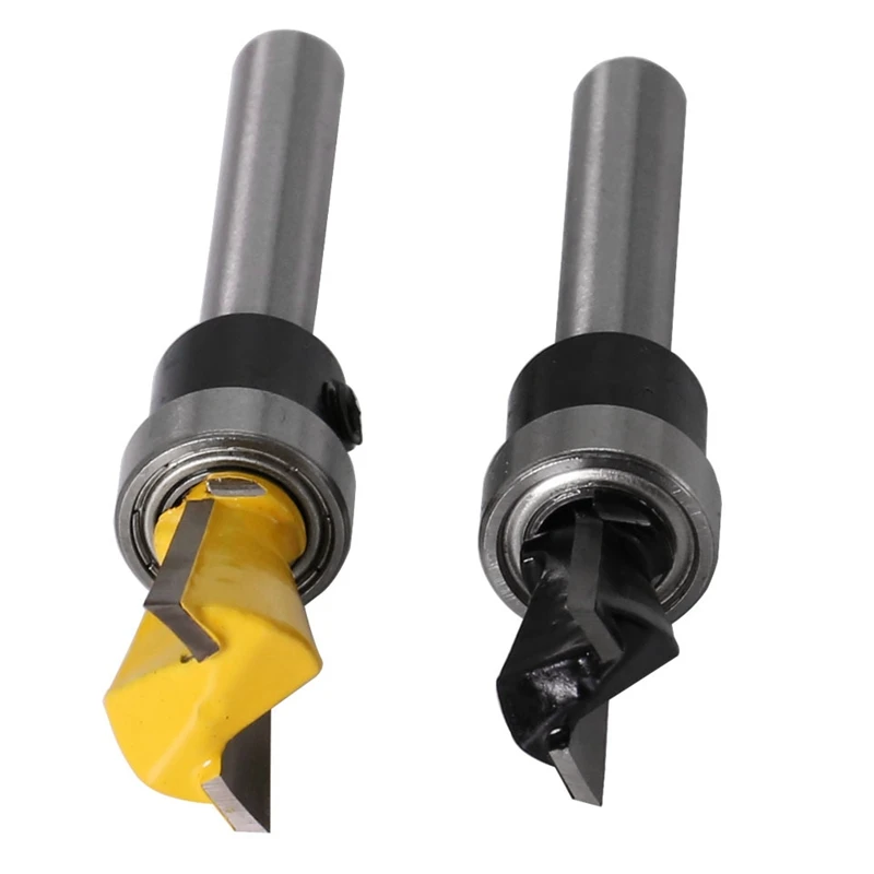 

SHGO HOT-2Pcs 1/4 Inch Shank Dovetail Bit Carbide Dovetail Joint Bearing Router Bit Set for Woodworking Cutter