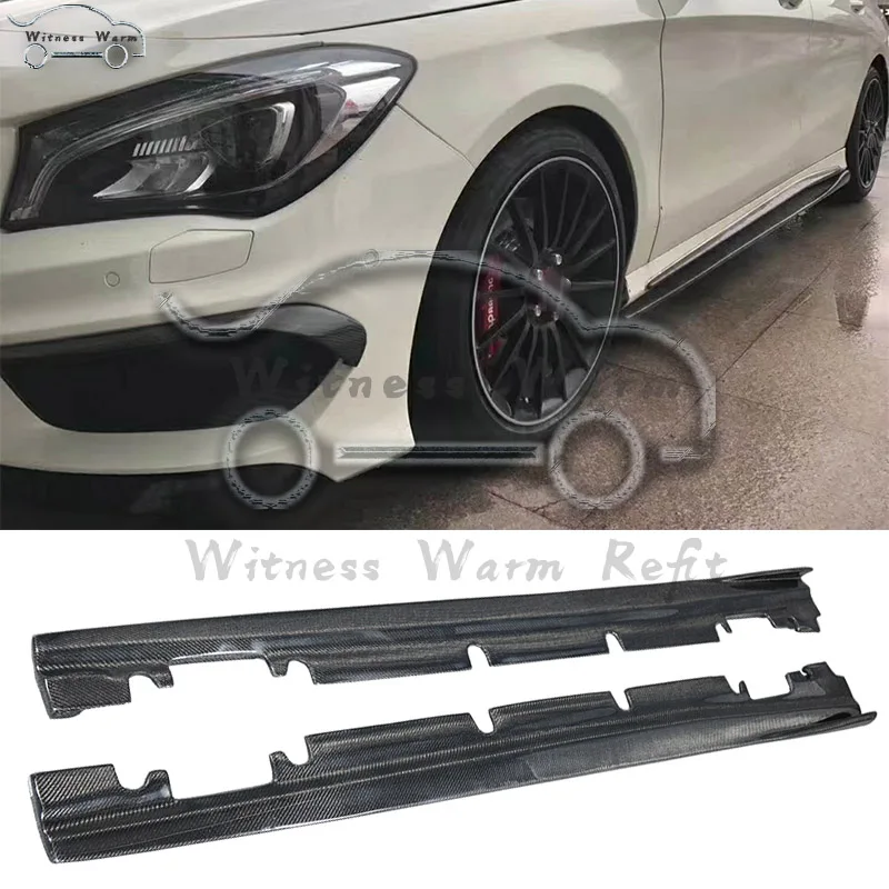 CLA класс углеродного волокна Боковая юбка фартук для Mercedes Benz A класс W176 A45 CLA класс W117 C117 cl45 AMG 2013