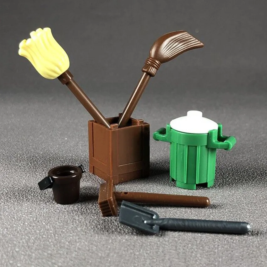 7 шт./компл. Набор строительных блоков для чистки города лопата ведро метлы