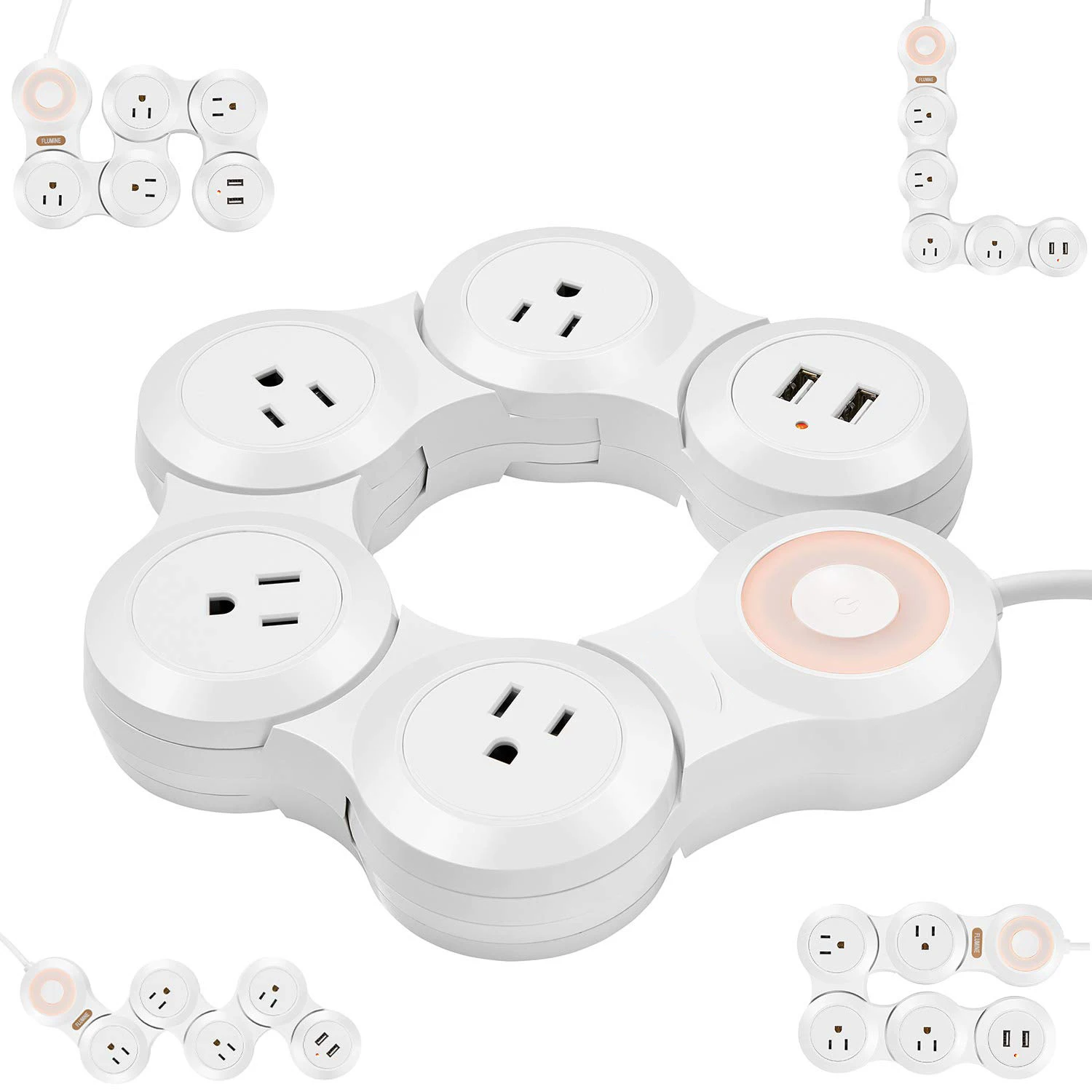 Сетевой блок с 4 выходами, двумя портами usb, гибкий, многофункциональный, складной, поворотный, умный, USB, США, розетка, 10А, кнопка включения и выключения