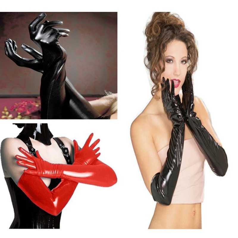 Женская сексуальная Длинная латексная перчатка женская одежда в стиле джаз
