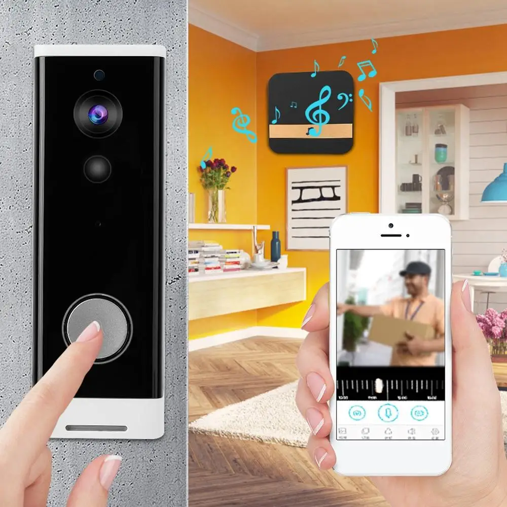 1080P HD беспроводной wifi дверной звонок IR-CUT домофон дверной звонок ночного видения умный видео дверной телефон 90-260 в домашняя система безопасности