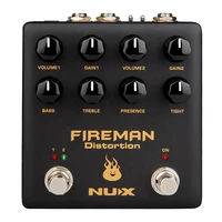 nux fireman distortion pedal guitar effect processor dual channel brown sound with a 9v 18v toggle switch for guitar accessories