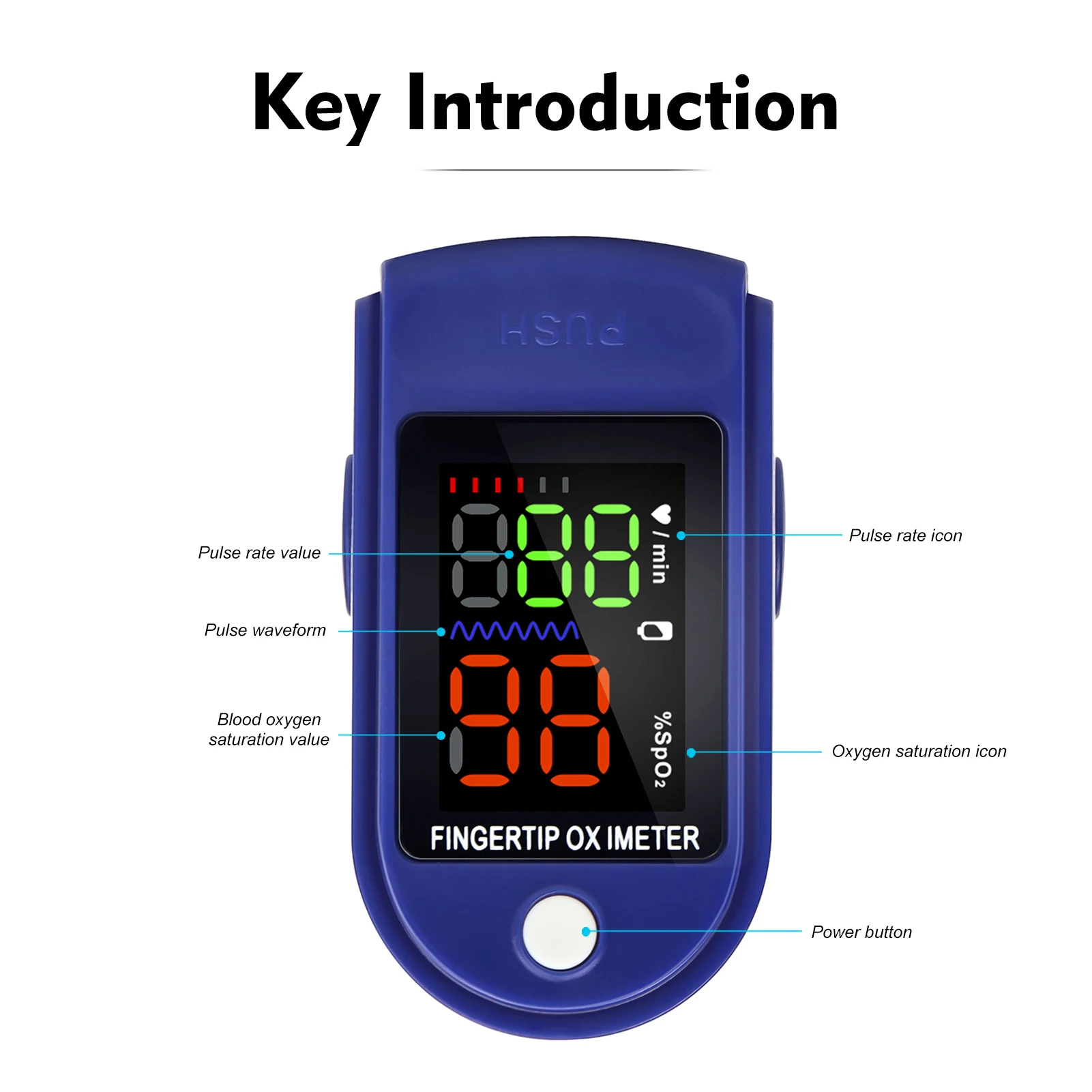 Digital Fingertip Pulse Oximeter Mini SpO2 Oxygen Saturation Monitor PR Rate Measuring 5s Rapid Reading LED Display |