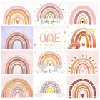 Декоративный фон в стиле бохо для вечеринки в честь Дня Рождения, розовое богемное сердце для девочек и малышей, фон для фотосъемки, баннер для фотостудии