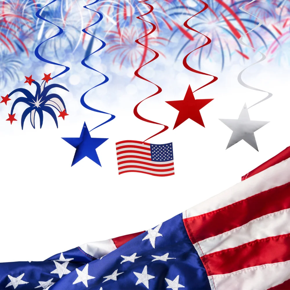 

1 Set of 30pcs Hanging Ornaments American Independence Day Hanging Swirls