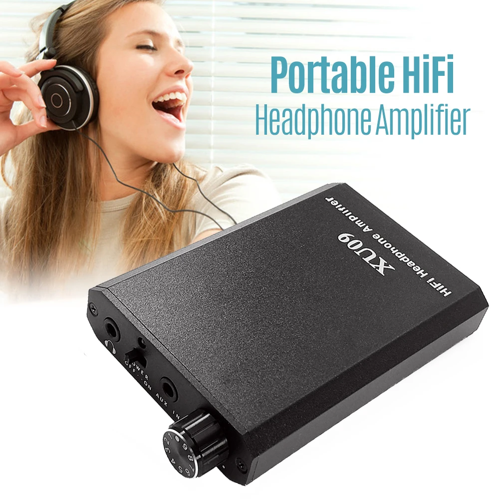 

Portable HiFi Headphones Amplifier Headset Amp with 3.5mm Aux IN 3.5mm Headphone Jack with Volume Control Rechargeable Battery