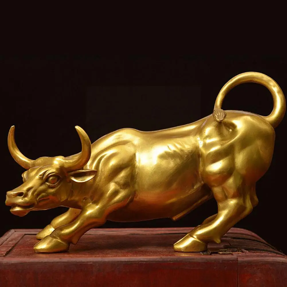 

Статуэтка быка из золотистой латуни X5b7, настенная уличная скульптура быка, бык, бык, Ox, товары для крупного рогатого скота, офисное украшение...
