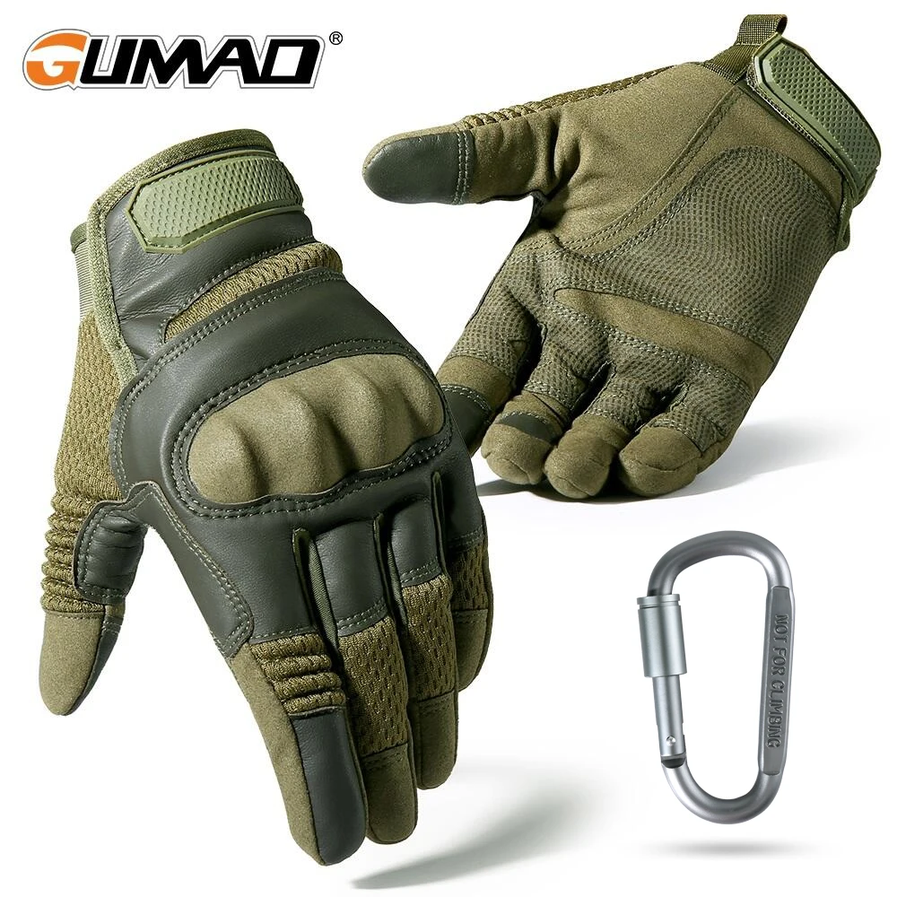 

PU Leather Tactical Gloves Touch Screen Hard Shell Full Finger Glove Army Military Combat Airsoft Driving Bicycle Mittens Men