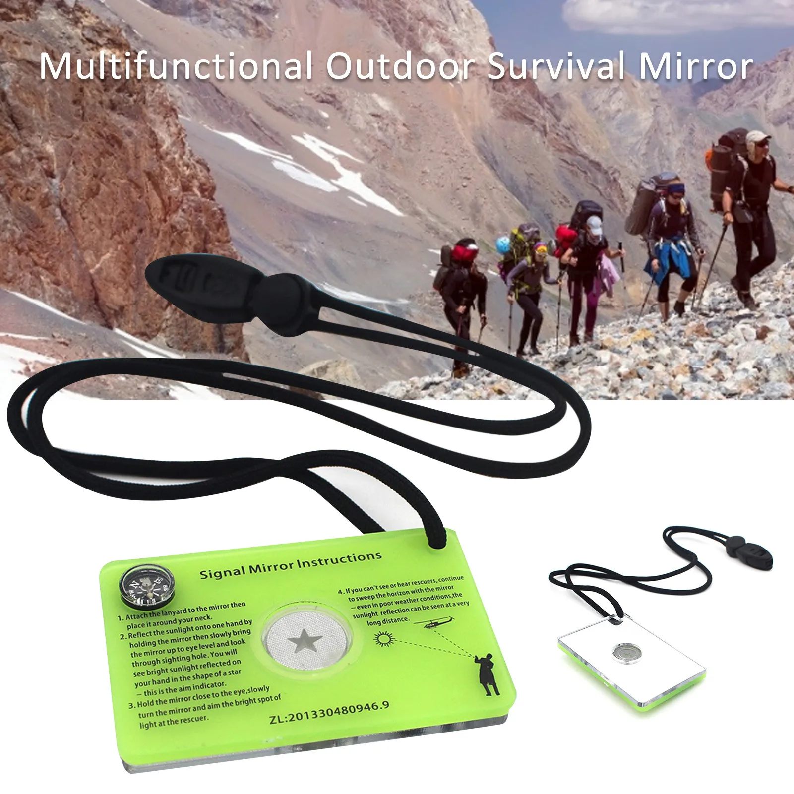 

75* 50* 6mm Small Signal Mirror Multifunctional Outdoor Survival Essentials Mirror Luminous Effect