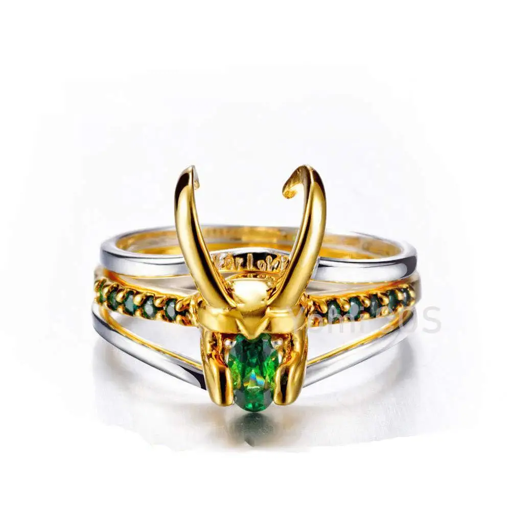 

Superhero Thor Loki Helmet Pack of 3 Stacking Unisex S925 Sliver Gold-plating Rings Men Charm Jewelry Women Valentine's Day Gift