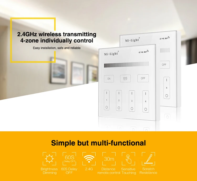 Milight T1 AC220V 4-Zone Brightness Dimming Smart Panel Remote Controller led dimmer for strip lighting tape bulbs lamps | Лампы и