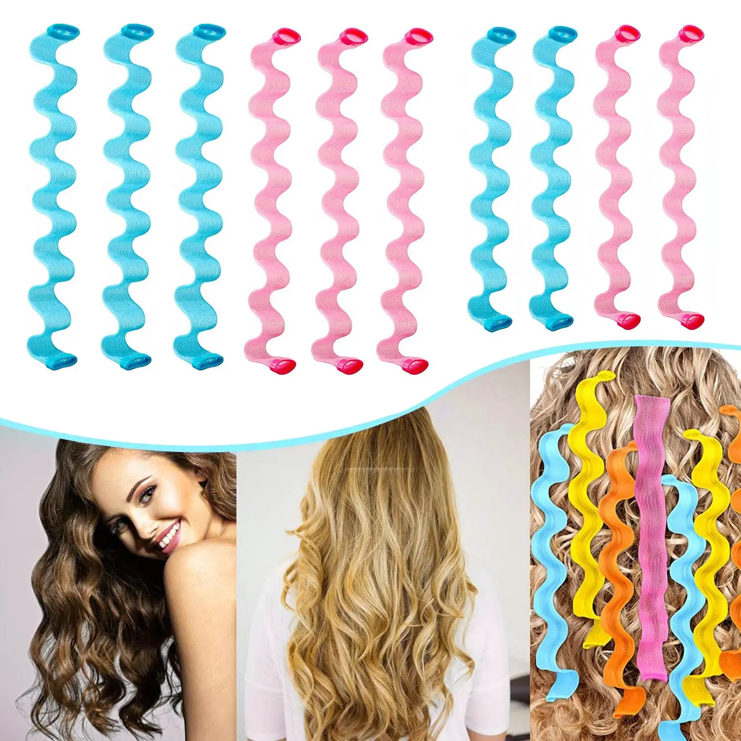 

32pcs Hair Curlers No Heat Spiral Curls Styling Rollers with 4pcs Styling Hooks