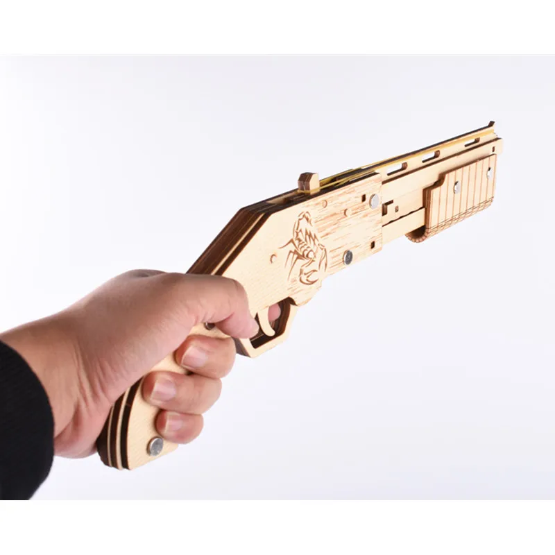Пистолет с резиновой лентой деревянные головоломки DIY 3D стрелок модель комплект