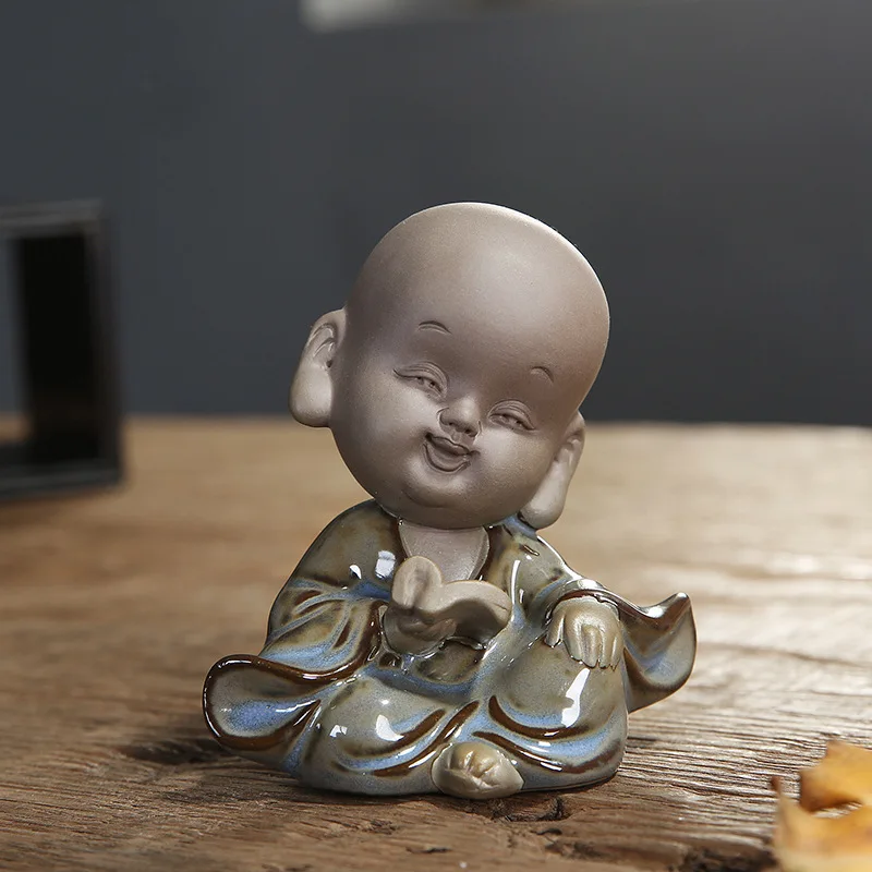 Ремесленные украшения для дома дзен маленькая фигурка монаха креативный Будда чай домашнее животное украшение комнаты Аксессуары винтажный домашний декор