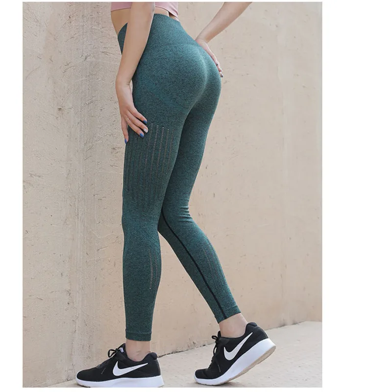 Женские эластичные леггинсы для фитнеса спортивная одежда с высокой талией бега