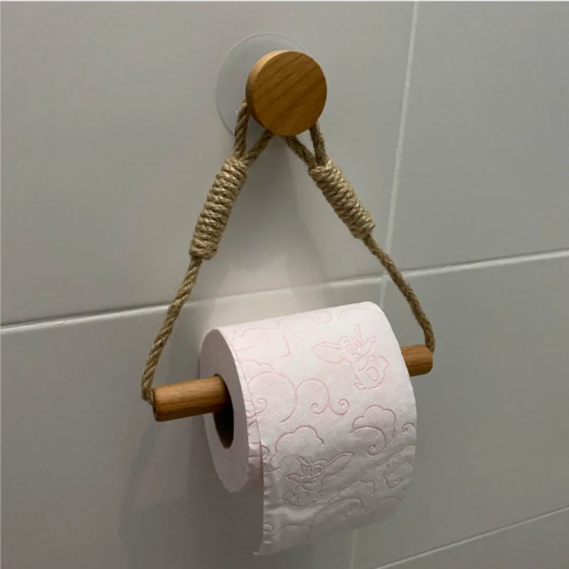 

Modern Bano Papier Toilette Wooden Hook Paper Towel Rack Wall Mounted Tissue Holder Bathroom Paper Towel Dispenser Accessorios