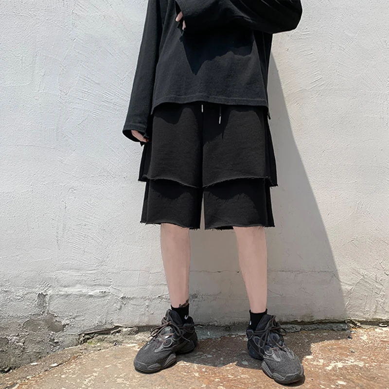 Брюки мужские эластичные на шнуровке повседневные штаны в стиле хип хоп летние