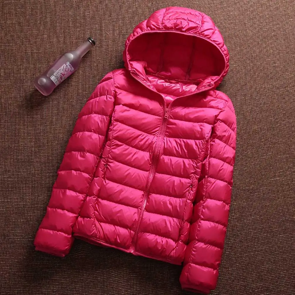 

Autumn Coats Jackets Winter Women Ultra Light Duck Fur Down Basic Jacket Overcoat Hooded Long Sleeve Warm Slim Plus Size 6XL 7XL