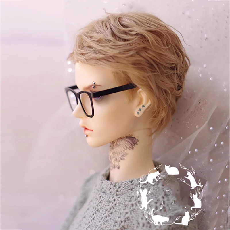 Bybrana 1/3 1/4 BJD парики мохеровые молочно чайные коричневые короткие волосы для