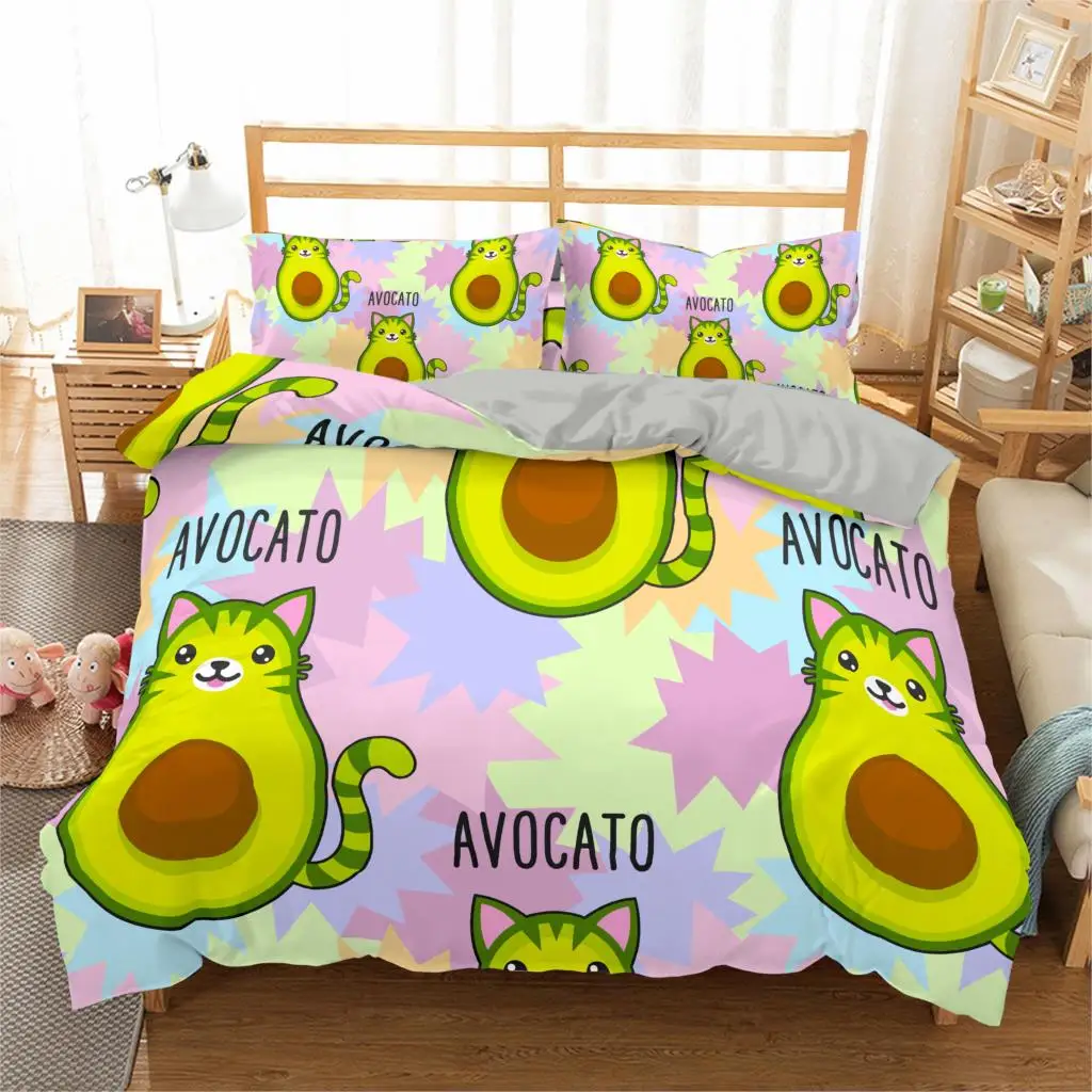 

2021 Fruit Pattern Bedding set Leaves Cotton Soft Duvet Cover Queen King Size Quilt Cover set King Queen 2/3Pcs Bedclothes