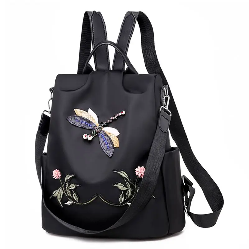 Рюкзак в китайском стиле с объемной вышивкой стрекоза большая Вместительная