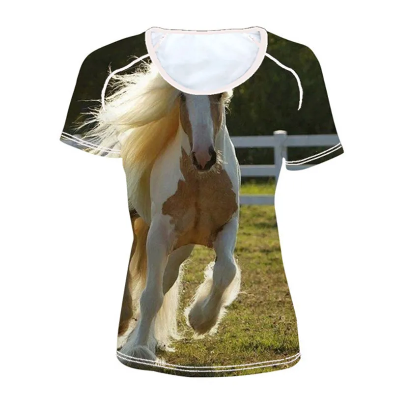 Женские летние футболки FORUDESIGNS с принтом коричневая лошадь женские топы