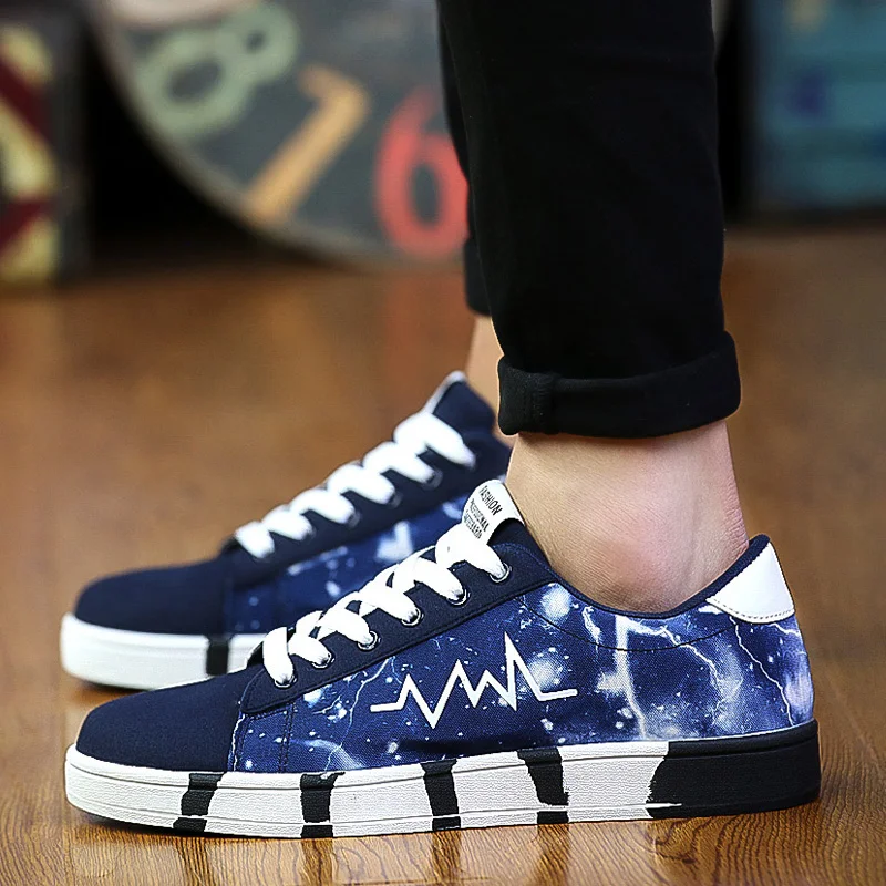 Мужская повседневная парусиновая обувь модные кроссовки с принтом Осенняя для