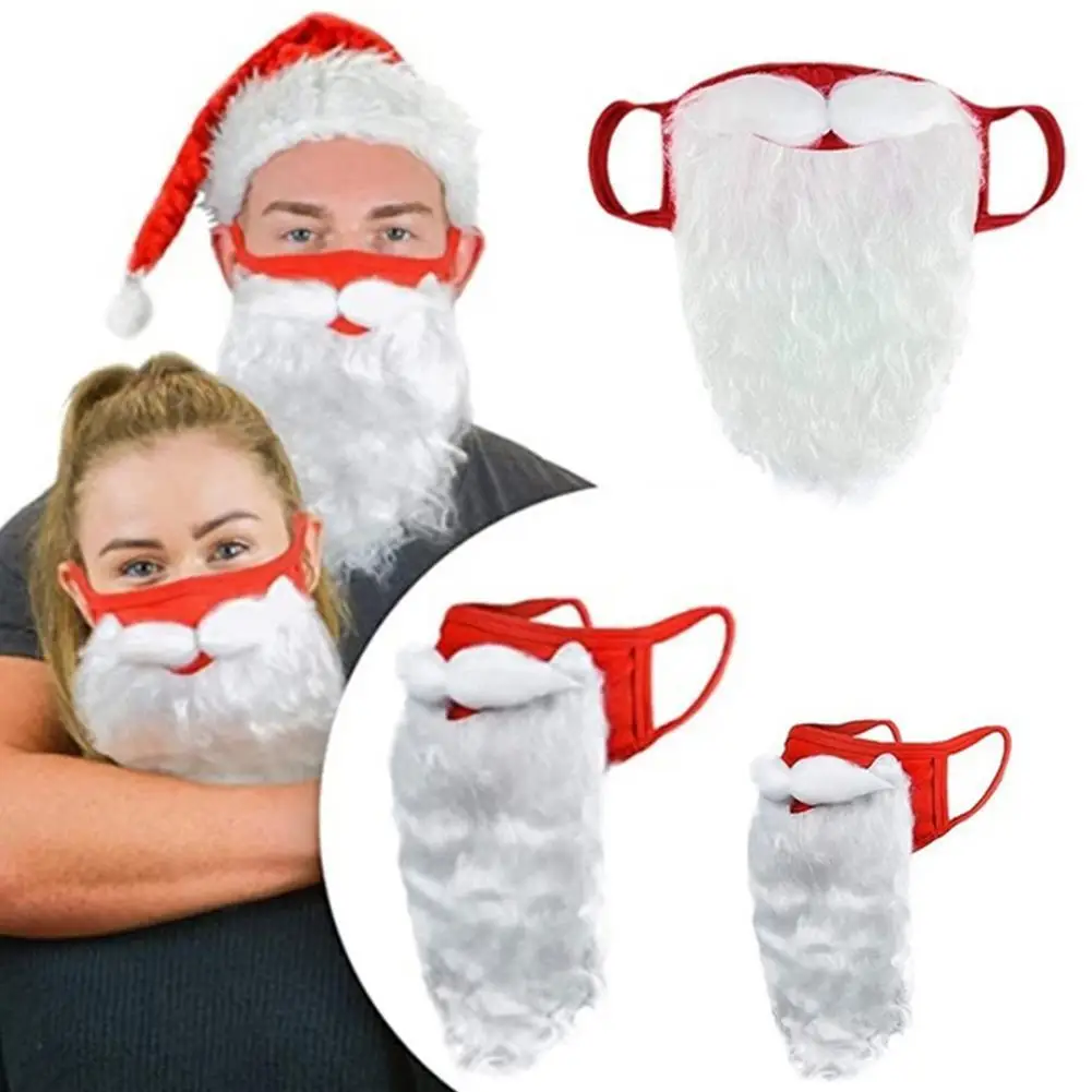 

Christmas Decor Santa Face Mask Halloween Funny Beard Masks Adult Unisex Reusable Santa Beard Face Cover Dustproof Cotton Mask