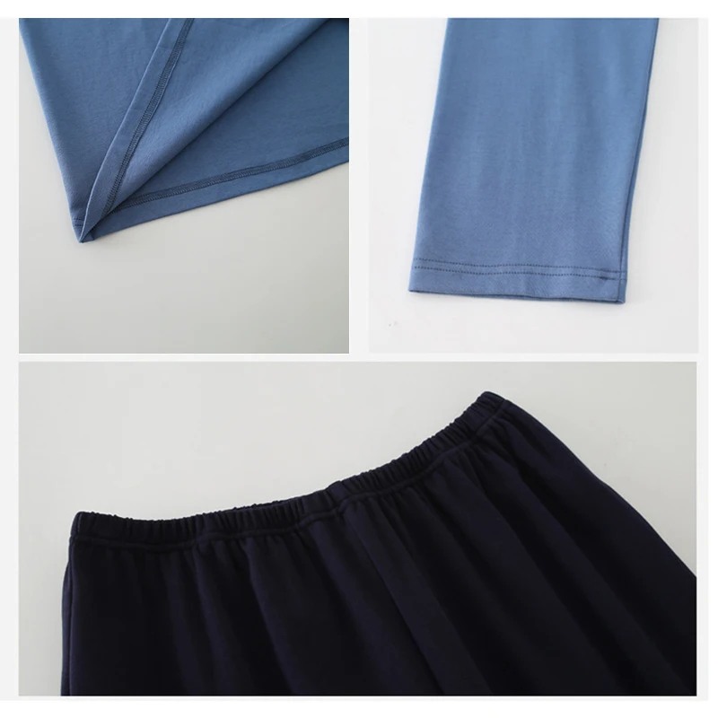 

Sets Long Sleeve Pure Soft Satin Sleepwear for Men Winter Warm O-Neck Lounge Male Nightwear MELIFLE Autumn Cotton Men's Pajamas