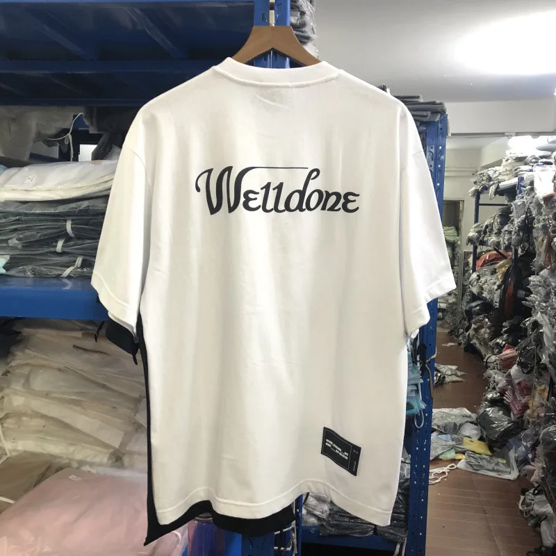 

WELLDONE T-shirt Oversized Splice WELLDONE T-shirt 3M Reflective Men Women Patchwork T Shirt We11 Done WELL DONE Top Tees