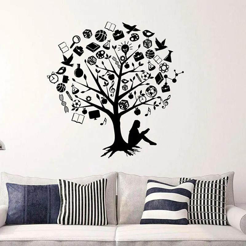 

Wisdom Tree School Supplies Education School Wall Sticker Vinyl Interior Classroom Study Room Decals Kids Bedroom Mural S087