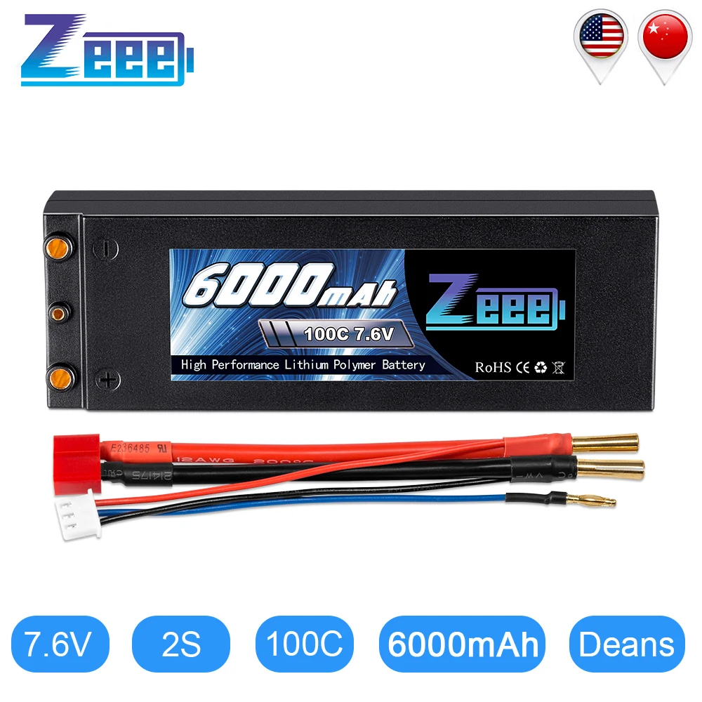 Zeee Lipo аккумулятор 7 6 В 6000 мАч C RC с 4 мм разъемом Bullet Deans зарядное устройство для