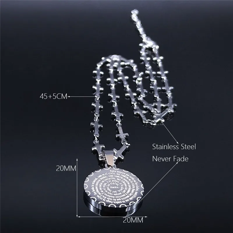 

Scripture Stainless Steel Necklaces for Women/Men Silver Color Cross Chain Necklace Jewelry collar acero inoxidable NXS03