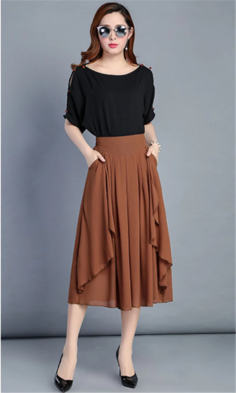 Высокое качество шифон широкие брюки женские летние Капри с эластичным поясом 6