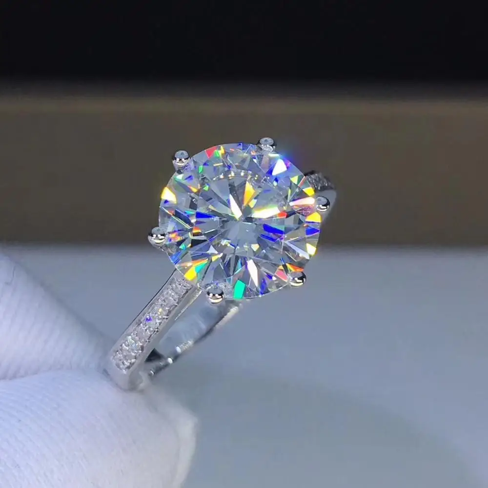 Серебряное кольцо из белого золота 3ct 9,00 мм D VVS роскошное свадебное кольцо для женщин