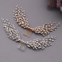 gold silver color crystal bridal hair comb crown fashion jewelry handmade shine wedding headpiece women party hairwear