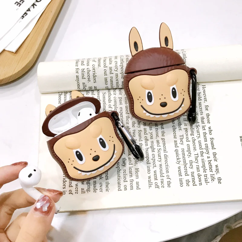 Мягкий силиконовый чехол Airpods для Apple Airpods 1/2 с мультяшным медведем, силикагелевый чехол для зарядки наушников, чехол с защитой от потери