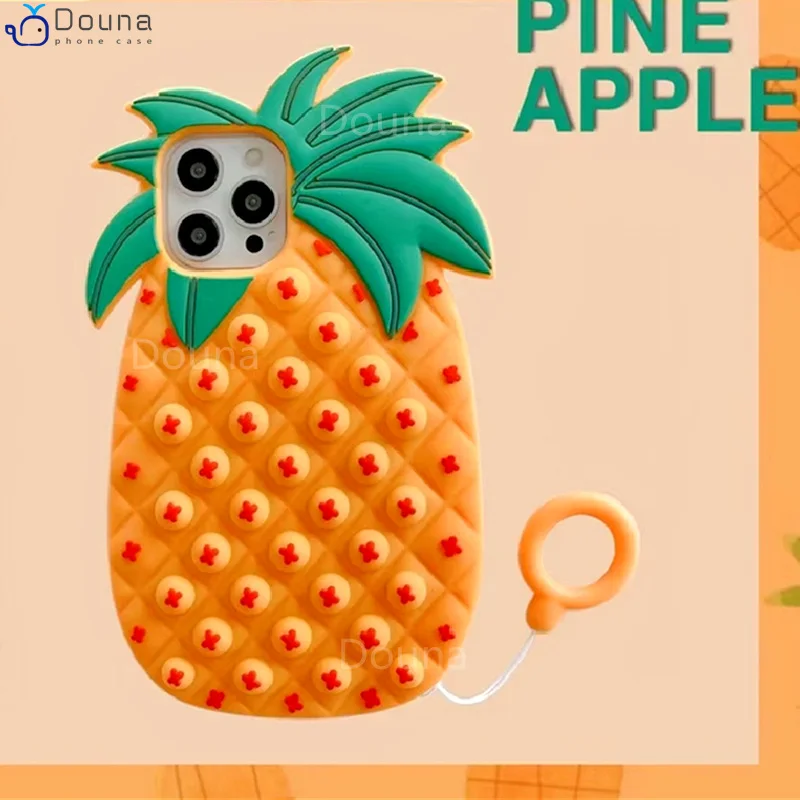 

Relieve Stress 3D Cartoon Pineapple Beans Case for IPhone 11 12 Pro Xs Max 6s 7 8 Plus X XR Pop Fidget Toys Push Bubble Chassis