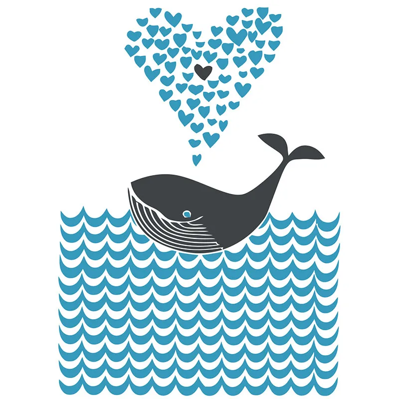 

Cross-border Nordic Modern Abstract Blue Sea Animal Cartoon Whale Triptych Bedroom Decorative Painting Painting Core Poster