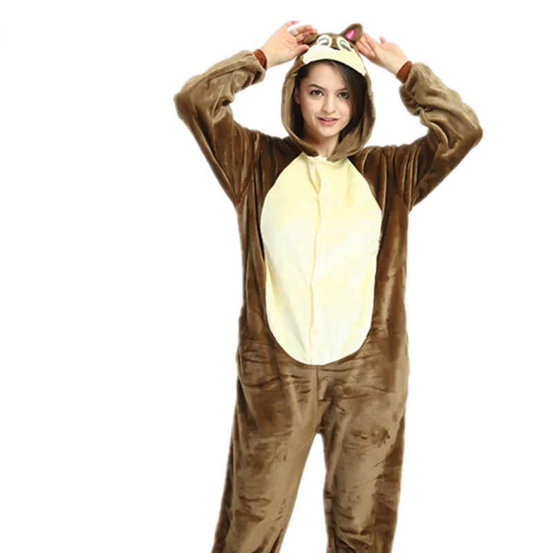 Пижама-кигуруми белка взрослая Пижама-комбинезон с капюшоном в виде животного из