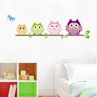 Милые совы, настенные наклейки для украшения дома, сделай сам, Мультяшные животные, Настенная роспись, искусство, детская комната, декоративные наклейки
