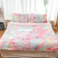 colorful tie dye long plush blanket for bed home decorative super soft coral fleece blankets fur warm cozy bedspread bed cover